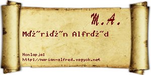 Márián Alfréd névjegykártya